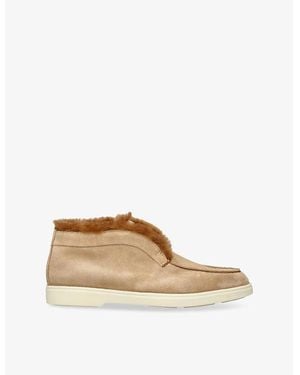 Santoni Fortune Suede Ankle Boots - Natural