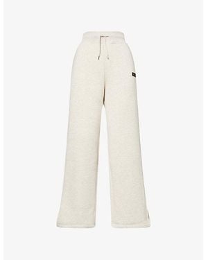 WE Are Tala Flocked-Logo Wide-Leg Cotton-Blend Jogging Bottoms - White