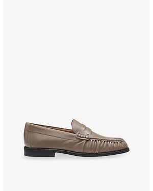 BOSS Logo-Embellished Leather Loafers - Gray