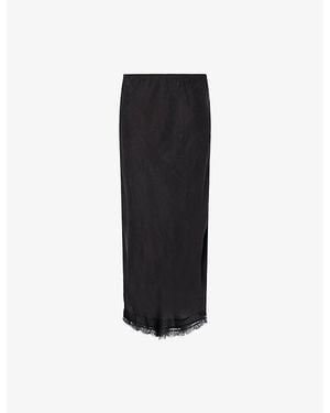 Dissh Andrea Lace-Trim Woven Midi Skirt - Black