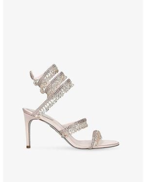 Rene Caovilla Chandelier 80 Satin Heeled Sandals - White