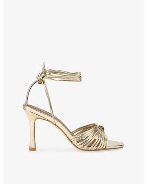 Kurt Geiger Tie Multi-Strap Heeled Leather Sandals - Metallic