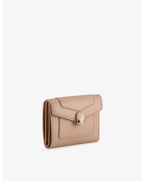 BVLGARI Serpenti Forever Compact Leather Wallet - Pink