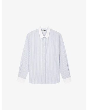 The Kooples Striped Slim-Fit Cotton Shirt - White
