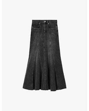 AllSaints Alma High-Rise Stretch-Denim Maxi Skirt - Black