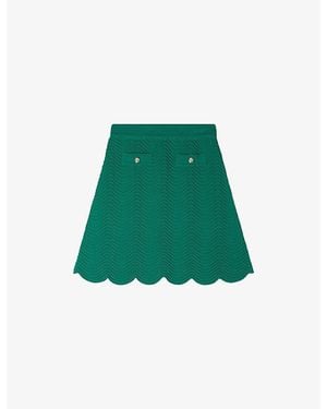 Sandro Scalloped-Hem Knitted Mini Skirt - Green