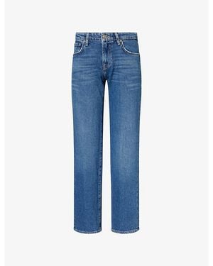 7 For All Mankind Calie Straight-Leg Cotton Denim Jeans - Blue