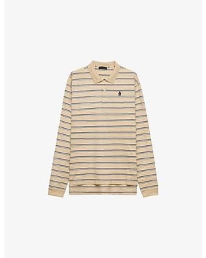 Prada Striped Cotton Pique Polo Shirt - Natural