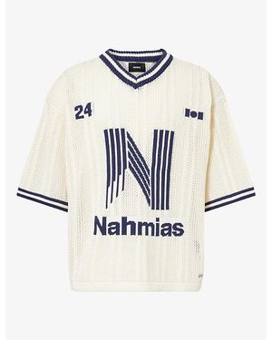 NAHMIAS Brand-Motif Cotton Football Top - White