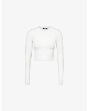 Splits59 Louise Ribbed Long-Sleeve Jersey Top - White