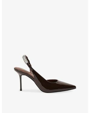 Reiss Luella Heeled Patent-Leather Sling-Back Courts - White