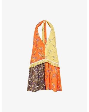 Siedres Suliens Halter-Neck Cotton-Blend Playsuit - Orange