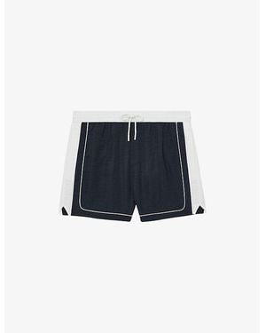 Reiss Cano Colour-Block Piped-Trim Swim Shorts - Blue