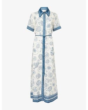 ALÉMAIS Lucky Shirt Linen Midi Dress - Blue