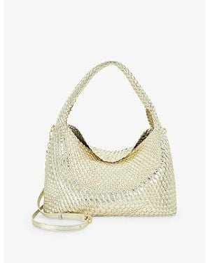 Dune Deliberate Large Metallic Woven Shoulder Bag - Natural