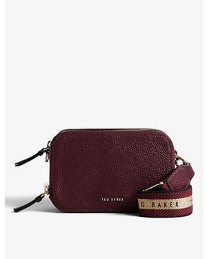 Ted Baker Logo-embellished Mini Webbing Leather Crossbody Bag - Purple