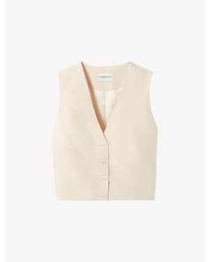 Claudie Pierlot V-Neck Cropped Woven Waistcoat - White