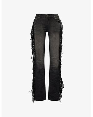Jaded London Fringe Bootcut Stretch-Denim Jeans - Black