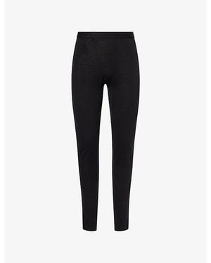 Black Crows Brand-Print Slim-Fit Wool Leggings - Black