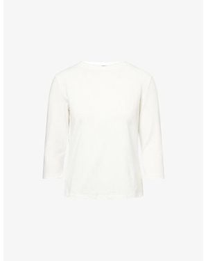 Weekend by Maxmara Multia Brand-Print Stretch-Cotton Top - White