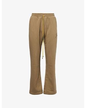 Rhude Logo-Embroidered Straight-Leg Cotton Jogging Bottoms - Natural