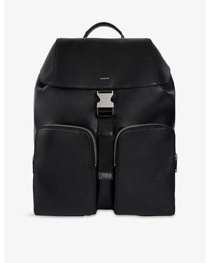 Sandro Buckled Leather Backpack - Black