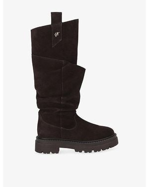 Steve Madden Kiona High-Leg Flat Suede Boots - Black