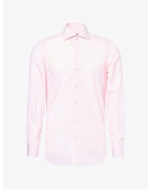 Finamore 1925 Napoli Striped Long-Sleeve Cotton Shirt - Pink