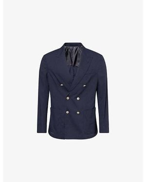 Eleventy Double Breasted Woven Jacket - Blue