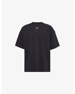 GYMSHARK Lifting Club Brand-Print Cotton-Jersey T-Shirt - Blue