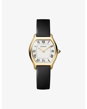 Cartier Tortue Small Model 18Ct- And Leather Strap Quartz Watch - White
