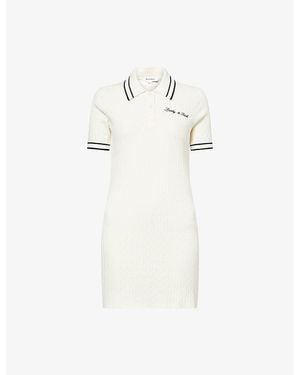 Sporty & Rich Signature-Logo Woven Mini Cable Dress - White