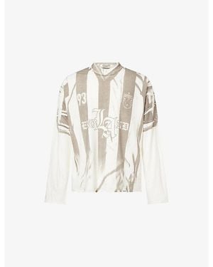 Represent Graphic-Print Football Long-Sleeve Cotton And Hemp Top - White