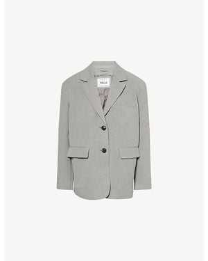 WE Are Tala Single-Breasted Oversized Woven Blazer - Grey