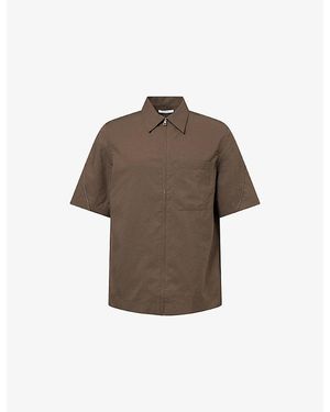 Givenchy Zipped Short-Sleeve Woven Shirt - Brown