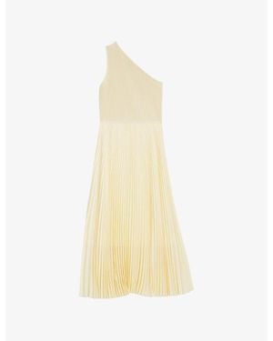 BOSS One-Shoulder Pleated Woven Midi Dress - Yellow