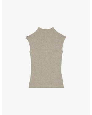 Reiss Dita Slim-Fit Metallic Woven Vest - Natural