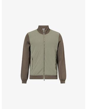 Arne Hybrid Knitted Shell-Woven Bomber Jacket - Green