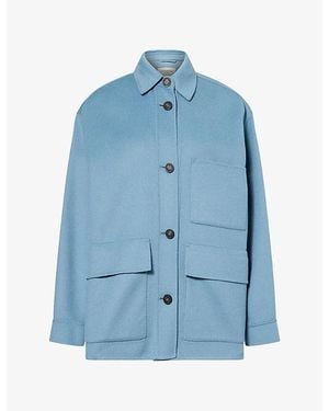 Weekend by Maxmara Patch-Pocket Short Wool Coat - Blue