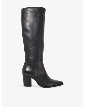 Dune Tenna Smart Heeled Leather Knee-High Boots - Black