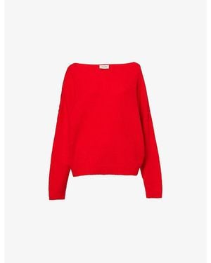 American Vintage Damsville Boat-Neck Wool-Blend Jumper - Red