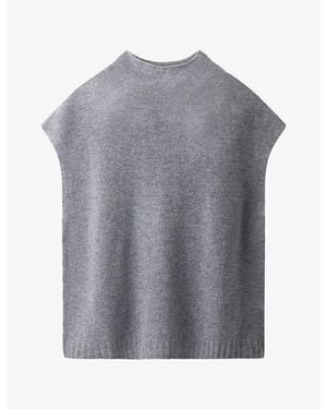 The White Company High-Neck Relaxed-Fit Cashmere T-Shirt - Grey
