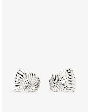 Missoma Ripple Plated Brass Stud Earrings - White