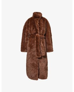 Frankie Shop Ravello Faux Fur Robe Coat - Brown