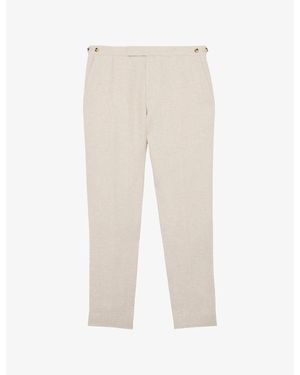 Reiss Atlantic Tailored-Fit Linen Suit Trousers - Natural