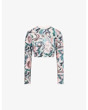 Rabanne Haut Long-Sleeve Sequin-Embellished Top - White