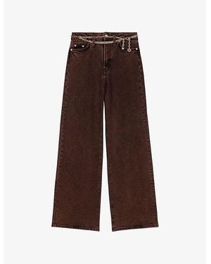 Maje Flared Mid-Rise Stretch-Denim Jeans - Brown