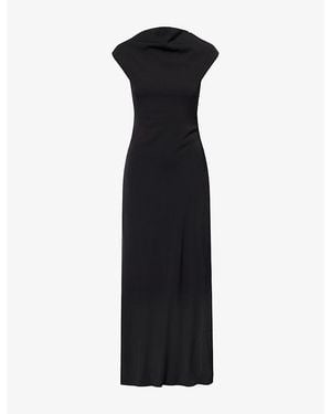 Odd Muse Sleeveless Draped Stretch-Woven Maxi Dress - Black