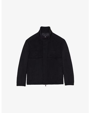 Reiss Noel Funnel-Neck Wool-Blend Jacket - Black