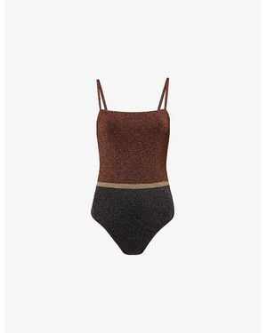 Eres Calanque Metallic-Knit Swimsuit - Brown